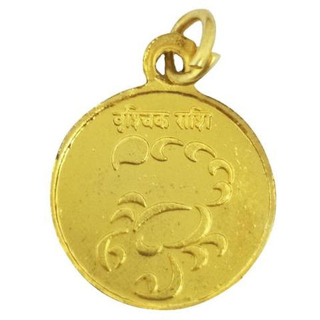 Vrushchik Rashi Scorpio Zodiac Sign with Mangal Greh  Yantra Golden Pendant Energized  - For Greh Shanti