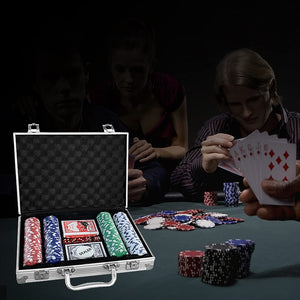 Poker Chips Set 200 Pcs Poker Kit with Aluminum Case Casino Chips 2 Decks of Playing Cards Poker Set