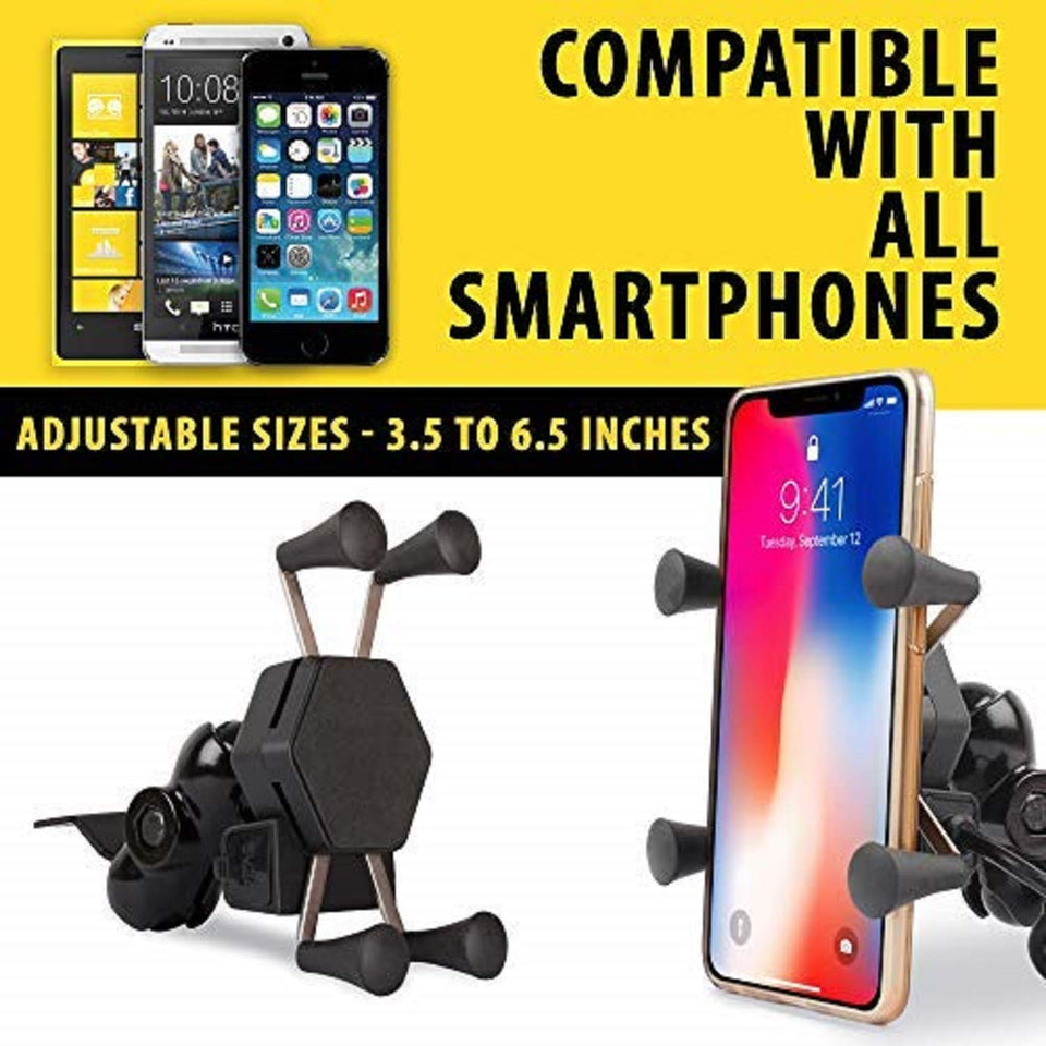 Universal Bike Mobile Holder Mount Cradle Bike with Mobile Charger USB Port for Bikes Motorcycles Scooters Bicycle Activa