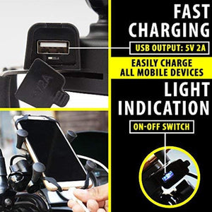 Universal Bike Mobile Holder Mount Cradle Bike with Mobile Charger USB Port for Bikes Motorcycles Scooters Bicycle Activa