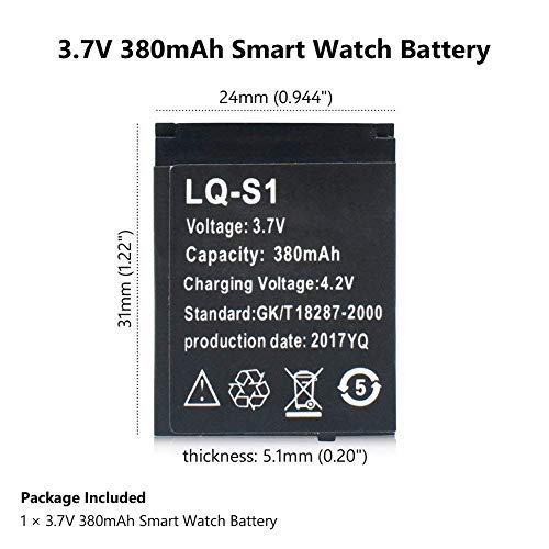 380mAH LQ S1 Smart Watch Replacement Battery for DZ09 A1, V8, X6 &W8