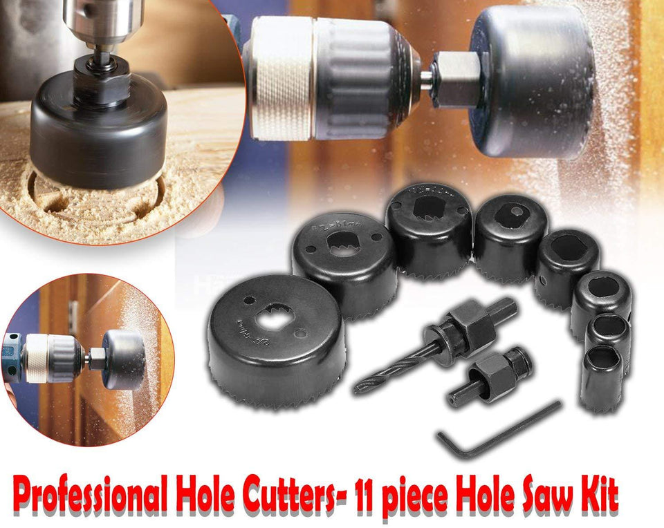 Saleshop365® Carbon Steel Metal Alloys Wood Hole Saw Cutting Set (19-64mm, Multicolour) - 11 Pieces - halfrate.in
