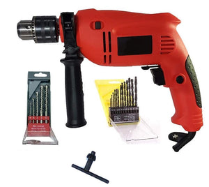 Saleshop365® Powerful 13 mm Impact Drill Machine Reverse Forward Rotation 700 watt  with 13 Pieces Hss Drill Set, 5 Pieces Masonry Drill Set - halfrate.in