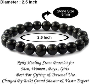 Natural Black Agate Bracelet 8 mm Crystal Stone Bracelet Round Shape for Reiki Healing and Crystal Healing Stones
