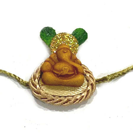 Handmade Ganesha Rakhi Raksha bandhan Rakhi & Silk Thread- Beautiful Rakhi RK11