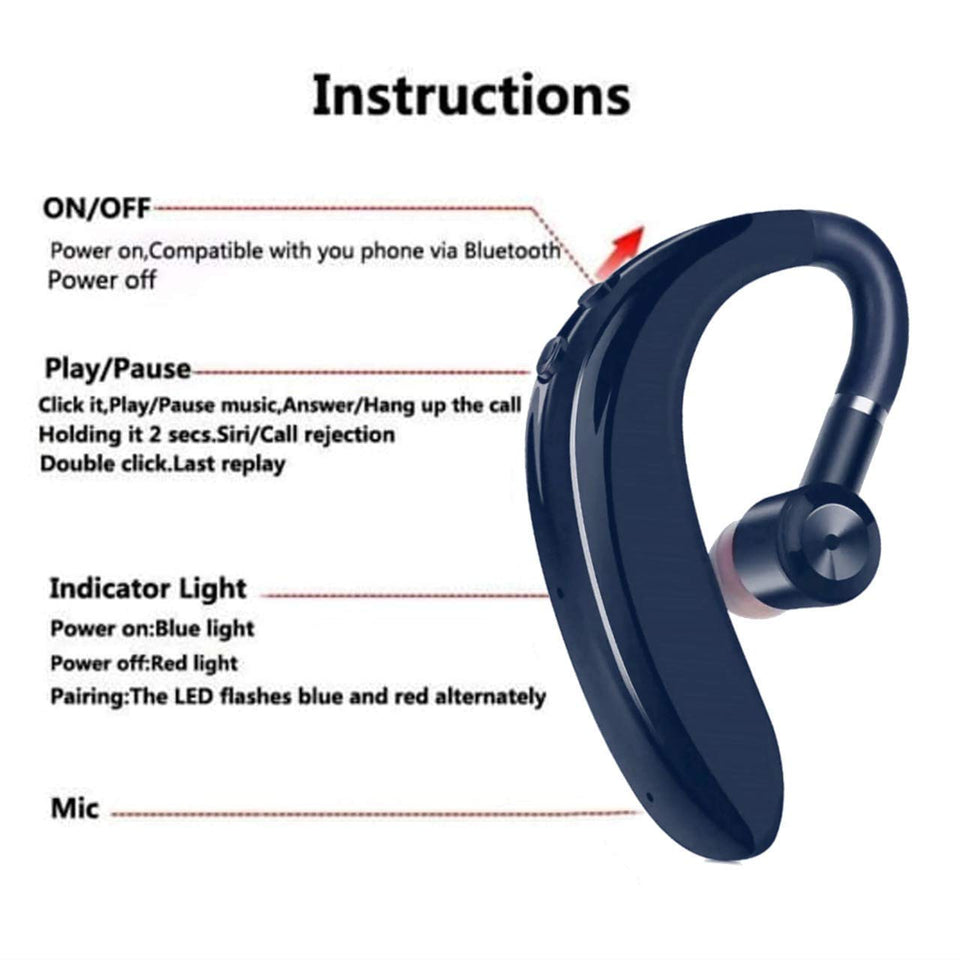 Single Wireless 18 Hours of Calling with 1 Hour Charge S109 Bluetooth Headset with Mic Designed for All Android Smartphone
