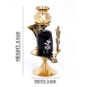 Brass Shiva Lingam, Shivling with Abhishek Patra with Trishul and Nag Handcrafted for Home Pooja Temple | Shivling Showpiece