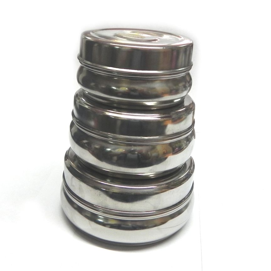 Set of 3 Stainless Steel Dibbi / Container - halfrate.in