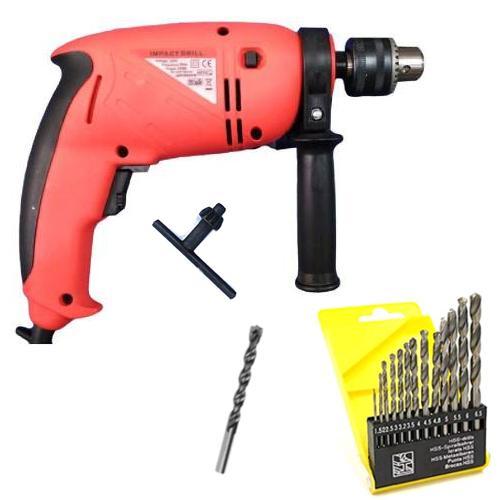 Saleshop365® Powerful 13 mm Reverse Forward Rotation 700 w Impact Drill Machine with 13 Pieces Hss Drill Set for and 1 Pc Masonry bit - halfrate.in