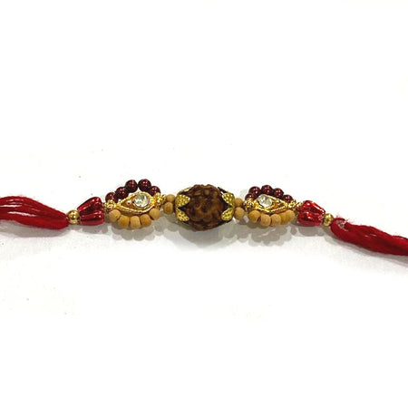 Handmade Rudraksha Gemstone Rakhi Raksha Bandhan Rakhi & Silk Thread - Beautiful Rakhi RK6