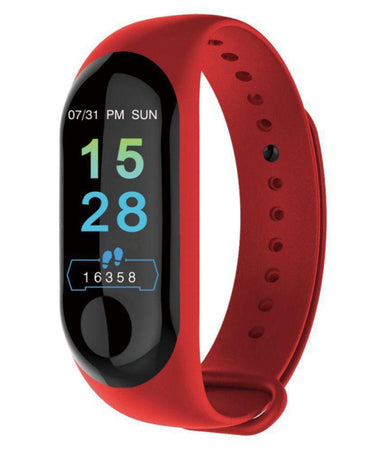 Ratehalf® M3 Band Bluetooth 4.0 Sweatproof Smart and Sleek Fitness Wristband with Heart Rate Monitor Tracker Red - halfrate.in