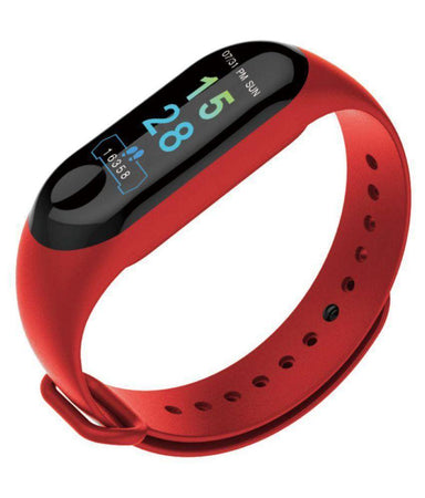 Ratehalf® M3 Band Bluetooth 4.0 Sweatproof Smart and Sleek Fitness Wristband with Heart Rate Monitor Tracker Red - halfrate.in