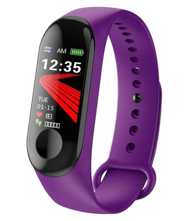Ratehalf® M3 Band Bluetooth 4.0 Sweatproof Smart and Sleek Fitness Wristband with Heart Rate Monitor Tracker Purple - halfrate.in