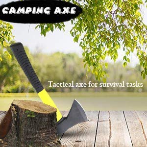 Camping Axe, Safety Axe Gardening Tools Hatchet Axe Fiberglass Body Rubberized Handle Wood Cutting Axe