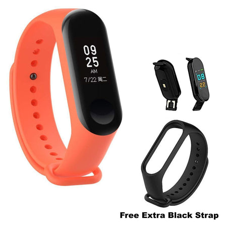 Ratehalf® M3 Band Bluetooth 4.0 Sweatproof Smart and Sleek Fitness Wristband with Heart Rate Monitor Tracker Orange - halfrate.in