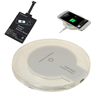 Wireless Charger + Receiver Pad Charging Transmitter Micro USB and Android V8 Pin - Convert your normal Phone Wireless charging compatible