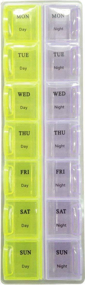 Pill Organizer Box with Snap Lids| 7-day AM/PM | 14 Compartments for Pills, Medicines - halfrate.in