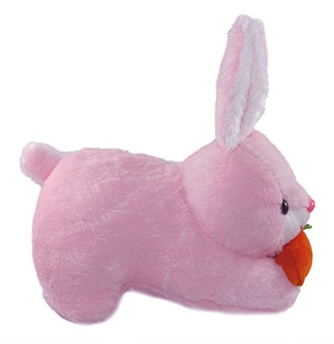 Rabbit with Carrot Soft toy Stuffed Soft Plush Toy, Pink (26 cm)