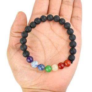 7 Chakra Semi Precious Gemstone with Lava Beads Bracelet Reiki Crystals Semi Precious Natural Gemstone Beads Reiki Healing Bracelet