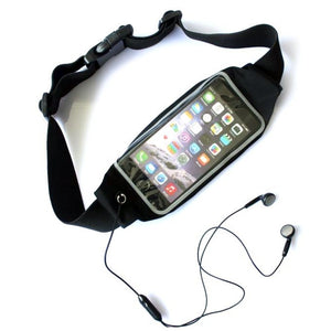 Mobile Waist Belt Pouch Zipper Smart Sports Running With Transparent Touch Screen Window + Headphone Eyehole + Sweat-proof + Adjustable Waist Size + Compatible With Most Of Mobile Phones
