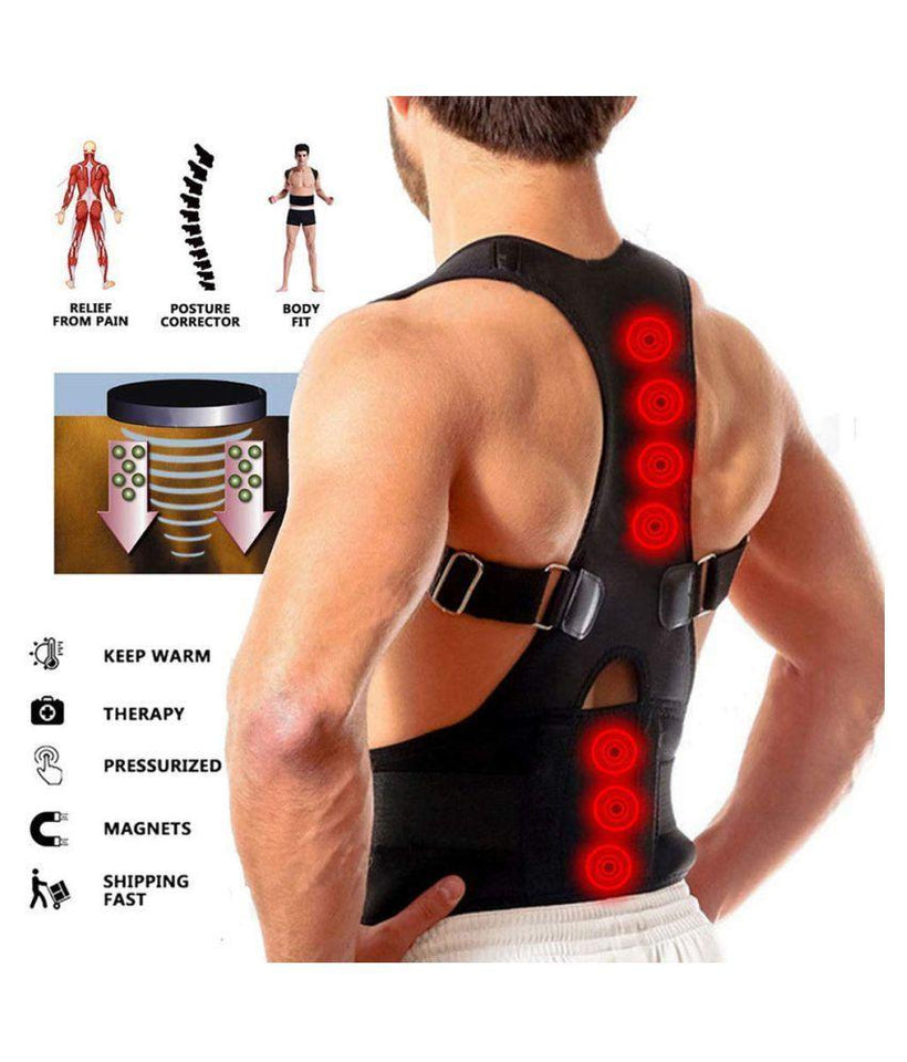 Ratehalf® Magnetic Back Posture Corrector Supports Brace Real Doctor Royal Posture Black - halfrate.in