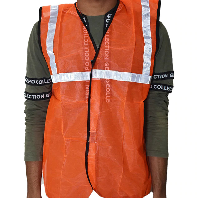 Orange Florescent Reflective Safety Jacket with Radium Strip and high visible at construction site