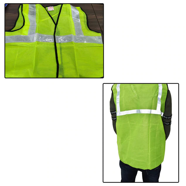 Green Florescent Reflective Safety Jacket with Radium Strip and high visible at construction site