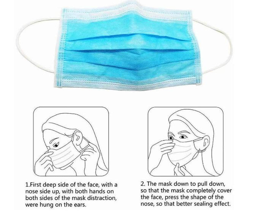 10 pcs Disposable Earloop Medical Face Masks Three Layer, 3 Ply Non-Woven Face Mask, Dust Mask Virus Protection - halfrate.in