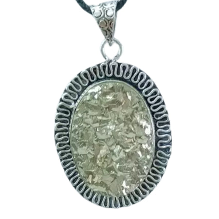 Natural Golden Pyrite Raw Oval Pendant for Men and Women Attract Wealth and Prosperity