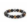 Triple Protection Bracelet, Natural Hematite, Tiger Eye, Black Onyx Gemstone Crystal Beads Stretch Hand Band / Bracelet