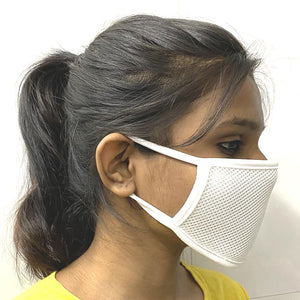 Ratehalf® White Lycra Anti-Dust Anti Pollution Reusable Washable Wind and Dust Proof Safety Dual Filter Face Mouth Mask For Men and Women - halfrate.in