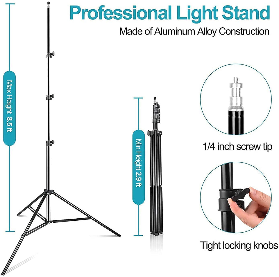 Heavy Duty 9 Feet Big Tripod Stand Light Weight Adjustable Big Tripod Stand Holder, For Mobile and Camera Photography & Video Shooting | Ring Light | Reflector | Flash Units | Light Lamps | Diffuser