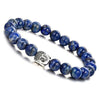 Natural Gemstone 6mm Beads Lapis Lazuli Crystal with Buddha Unisex Bracelet for Healing, Reiki, Vastu