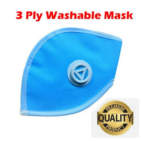 Ratehalf® 3 ply High filtration Reusable Wellness Mask Dust Pollution Washable Mask with Breathing valve (Blue) - 5pcs - halfrate.in