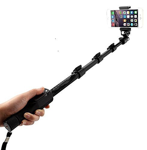 Monopod 1288 Selfie Stick - Extendable Selfie Stick Mobile Holder with Bluetooth Remote, Extendable Up to 113.5 cm, Black for Action Camera and Digital Camera