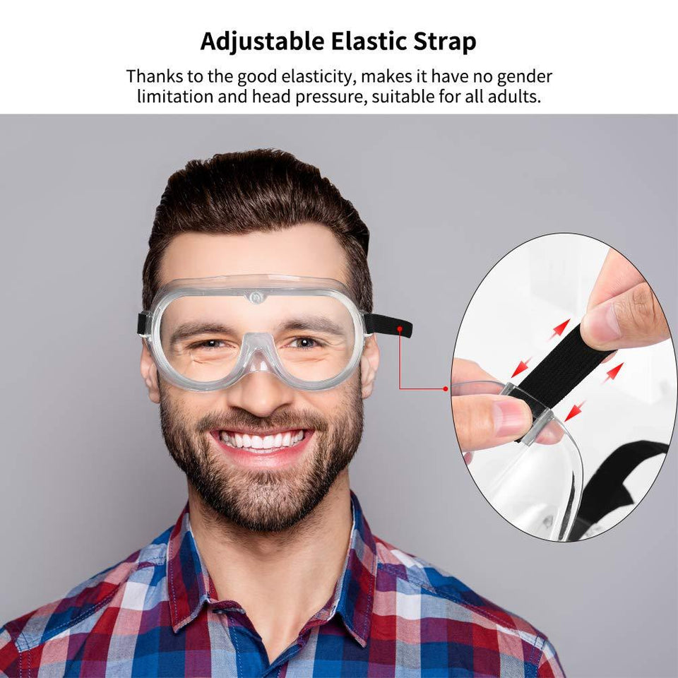 Safety Goggles Poly-carbonate Lens Eye Protection Glass Clear Anti-Droplets Anti-Fog - 5pcs - halfrate.in