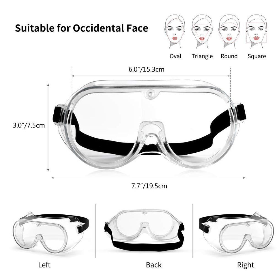 Safety Goggles Poly-carbonate Lens Eye Protection Glass Clear Anti-Droplets Anti-Fog - halfrate.in