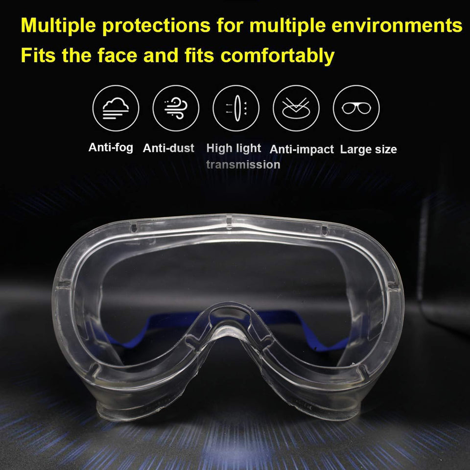 Safety Goggles Poly-carbonate Lens Eye Protection Glass Clear Anti-Droplets Anti-Fog - 5pcs - halfrate.in