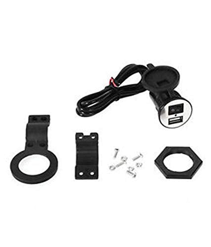 USB 12v Charger with Switch for Bike, Motorcycle, Scooty and Cars, Silicone Waterproof, Power Adapter Socket, 5v-2A -Black