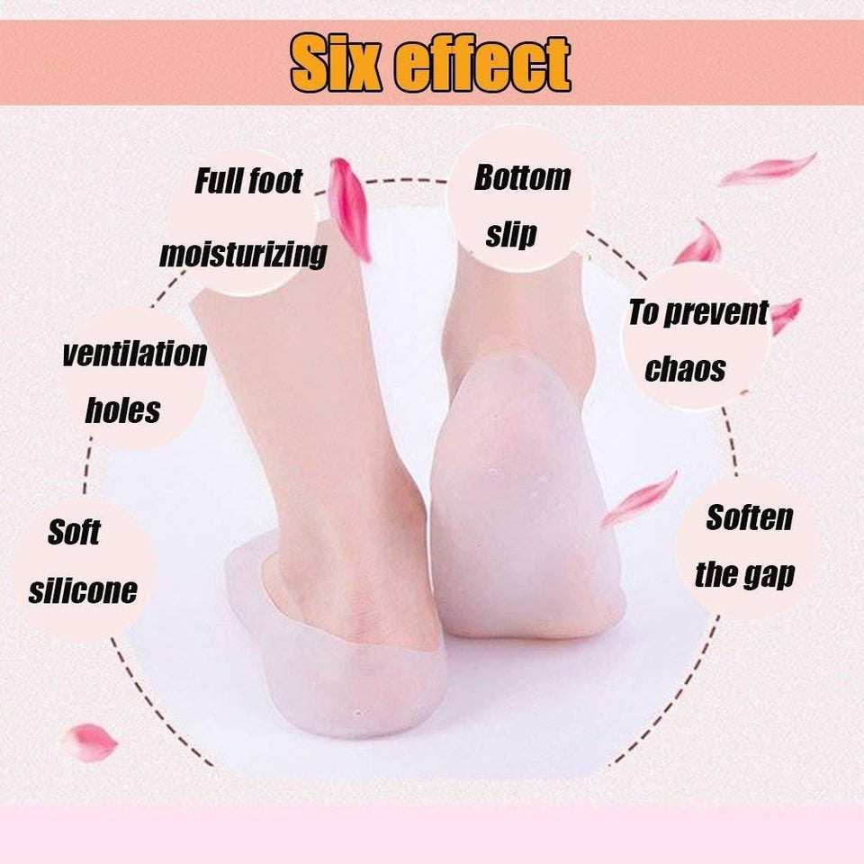 Ratehalf® Anti Crack Full Length Silicone Foot Protector Moisturizing Socks for Foot-Care and Heel Cracks, socks for cracked feet, for heel pain - halfrate.in
