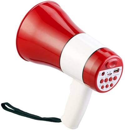 Handheld Bullhorn Megaphone 30 W with Bluetooth Speaker Recorder USB and Memory Card Input for Announcing / Talk / Record / Play / Siren / Music with Replaceable Lithium Rechargeable Battery and Charger