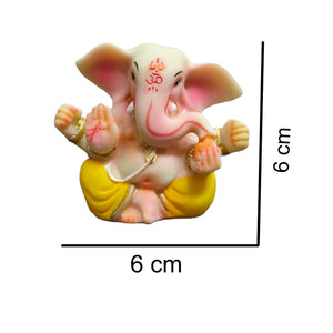 Big Ear Ganesha Idol Handcrafted Handmade Polyresin - 6 cm perfect for Home, Office, Cars, Gifting KGC-2