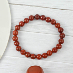 Natural Red Jasper Crystal Bracelet Round 6mm Beads Stone Bracelet for Reiki Healing and Crystal Healing, Energized
