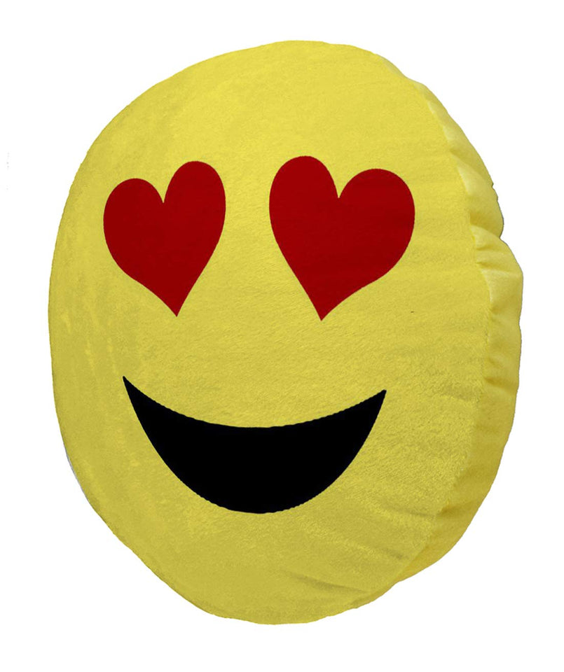 Cushion Emoji Heart Eye | Velvet Fabric | Soft Toys Cushion | Size 12x12 inches