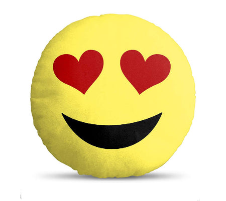 Cushion Emoji Heart Eye | Velvet Fabric | Soft Toys Cushion | Size 12x12 inches