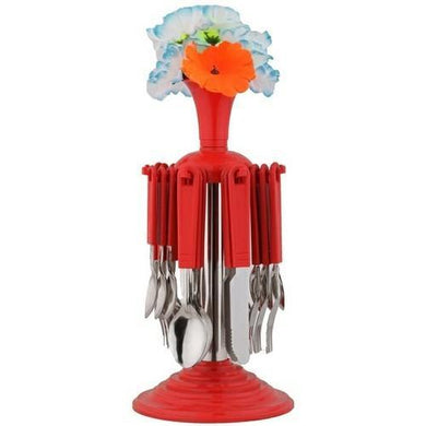24 pcs Cutlery Set Deluxe Model with Decorative Flower - halfrate.in