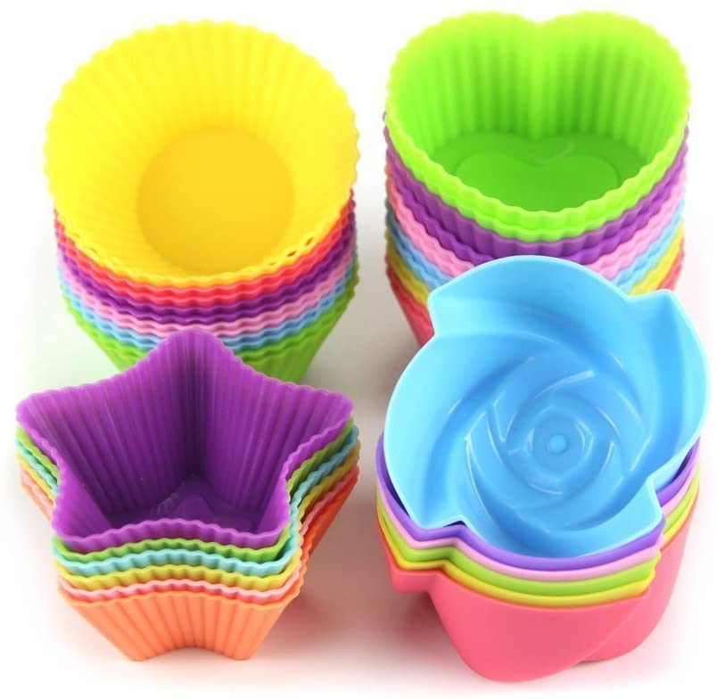 Silicone Cup Cake Moulds Assorted- 18 Pcs - halfrate.in