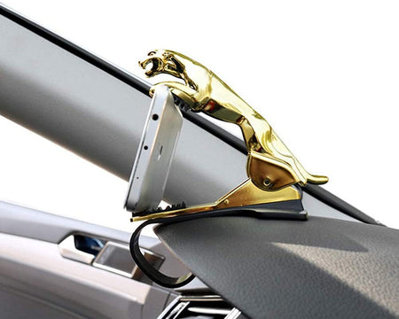 Jaguar Design Hud Car Mobile Phone Holder Mount Stand 360 Degree Rotation Adjustable Clip Holder for Dashboard - (Color May Vary)