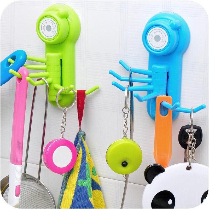 Kitchen Bathroom Wall Mounted Powerful Suction Cup Hook Hanger Plastic - halfrate.in