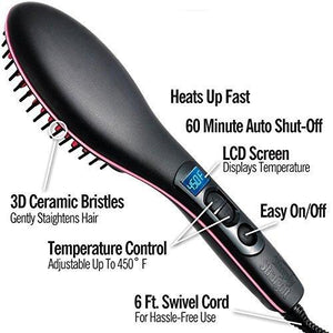 2 in 1 Simply Hair Straightener Straight Ceramic Hair Straightener Brush Perfectly Straight Hair Brush and Comb for Women - halfrate.in